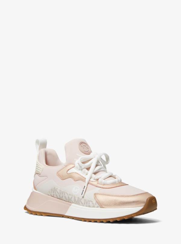 Damske Tenisky Michael Kors Theo Metallic Mixed-Media Ruzove - Topanky Michael Kors Vypredaj | MWQZX-4031